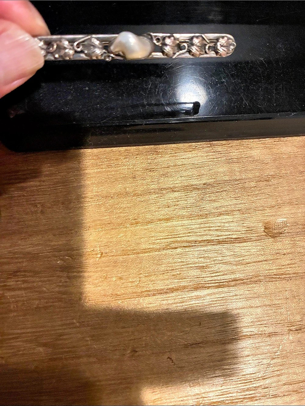 Silver Pearl Hair Barrette